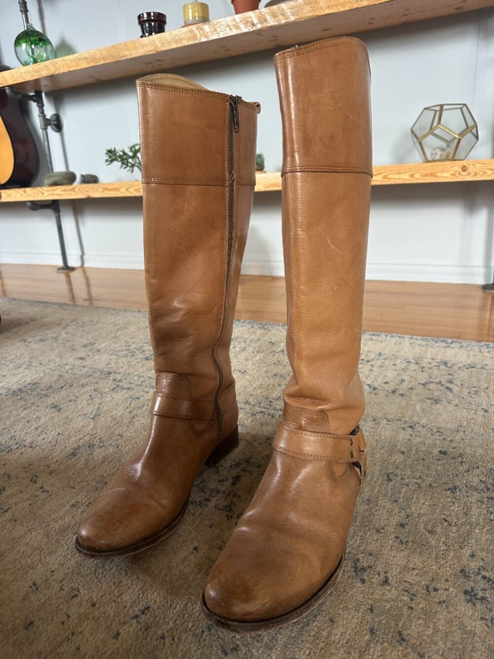 Frye Melissa Harness Tall Boots Brown Leather Women 10B